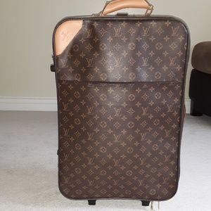 Logo brown leather medium suit case